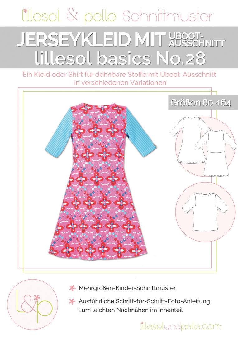 Lillesol & Pelle Papierschnittmuster Basic Jerseykleid mit Uboot-Ausschnitt Gr. 80 - 164