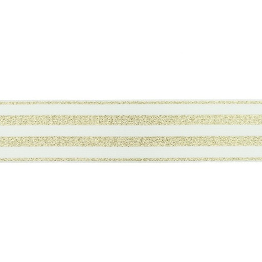 Gummiband Glitzer Streifen 4 cm Gold/Weiß