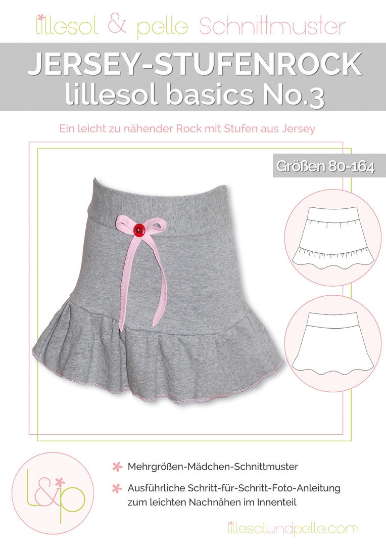 Lillesol & Pelle Papierschnittmuster Basic Jersey-Stufenrock Gr. 80 - 164