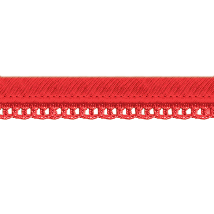 Paspelband mit Häkelborte/Klöppelspitze Rot