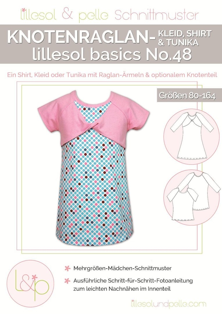 Lillesol & Pelle Papierschnittmuster Basic Knotenraglan -kleid, -shirt + -tunika Gr. 80 - 164