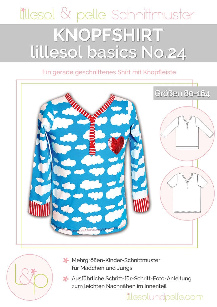 Lillesol & Pelle Papierschnittmuster Basic Knopfshirt Gr. 80 - 164