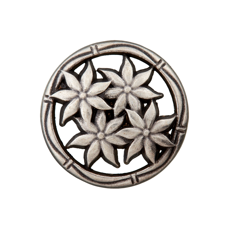 Union Knopf by Prym Trachtenknopf Metall mit Öse 15 mm Edelweißblüten Silber