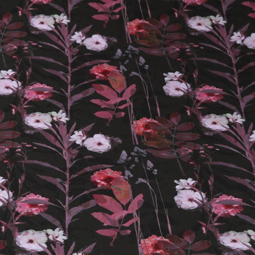 Softshell - Digitaldruck Blüten & Gräser auf Dunkelbraun