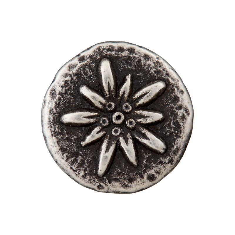 Union Knopf by Prym Trachtenknopf Metall mit Öse 23 mm Edelweißblüte Silber