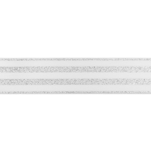 Gummiband Glitzer Streifen 4 cm Silber/Weiß