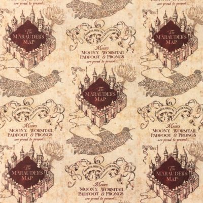 Baumwolle Harry Potter Karte des Rumtreibers auf Beige Lizenz Digital
