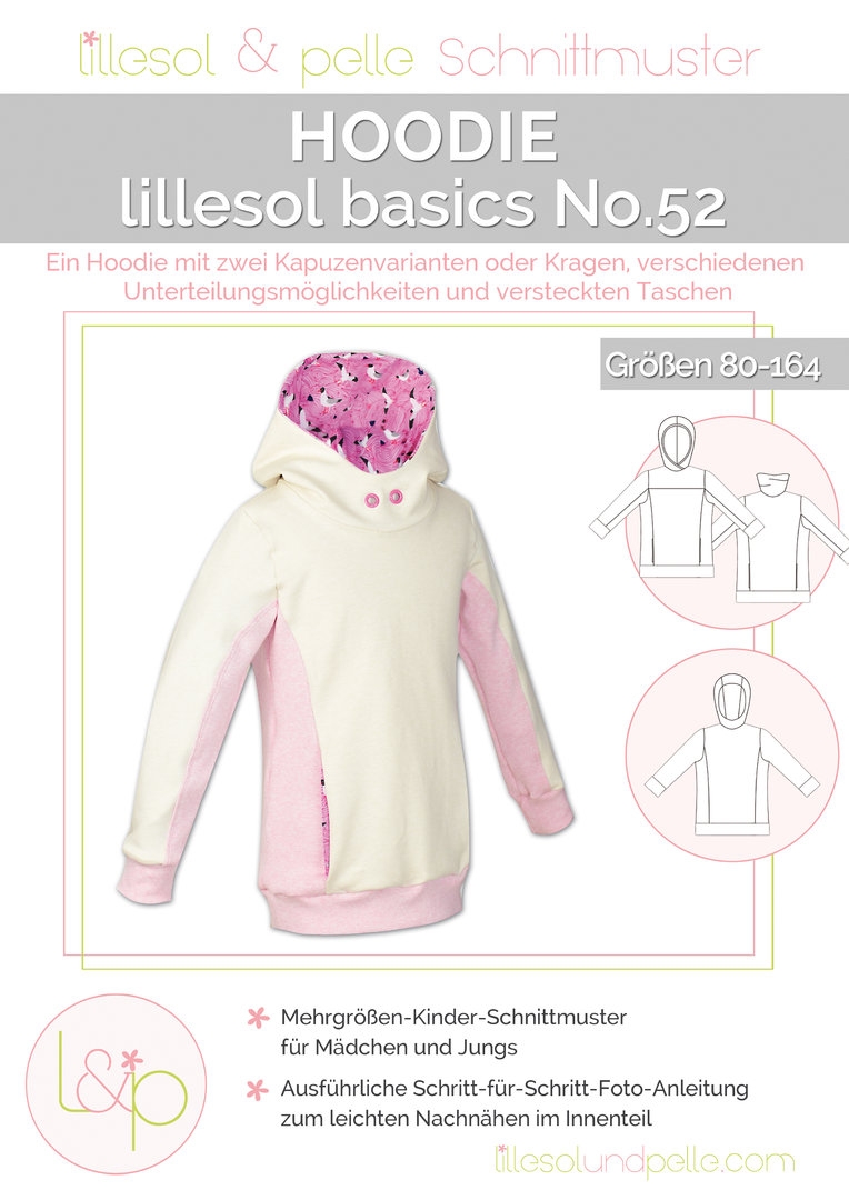 Lillesol & Pelle Papierschnittmuster Basic Hoodie Gr. 80 - 164