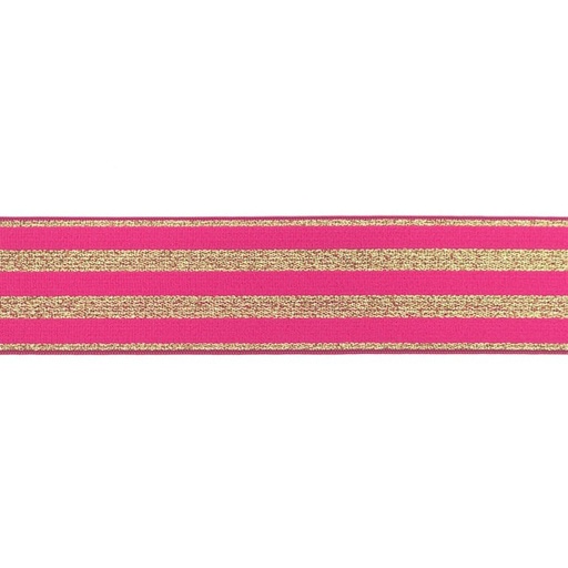 Gummiband Glitzer Streifen 4 cm Gold/Pink